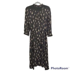 See U Soon high neck floral long sleeve maxi dress size S NWT